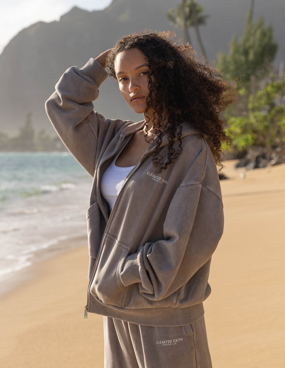 Kingdom Club Brown Full-Zip Hoodie | Christian Sweatshirt