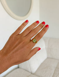 Matcha Green Enamel Cross Ring Christian Jewelry
