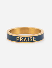 Navy Enamel Praise Ring Christian Jewelry