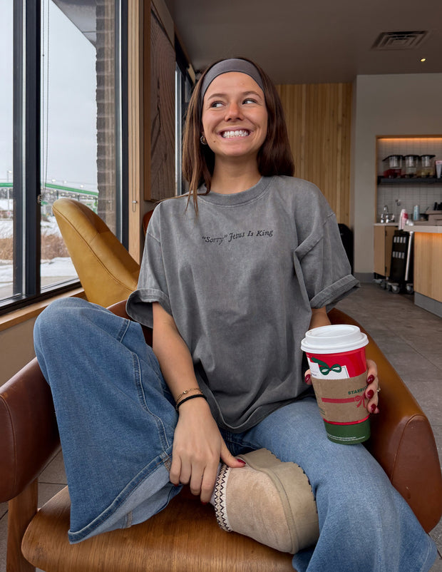 Not Sorry Jesus Is King Heavyweight Tee Premium Christian T-Shirt