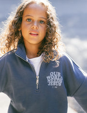 Our World Needs Jesus Kids Half-Zip Jacket Christian Outerwear