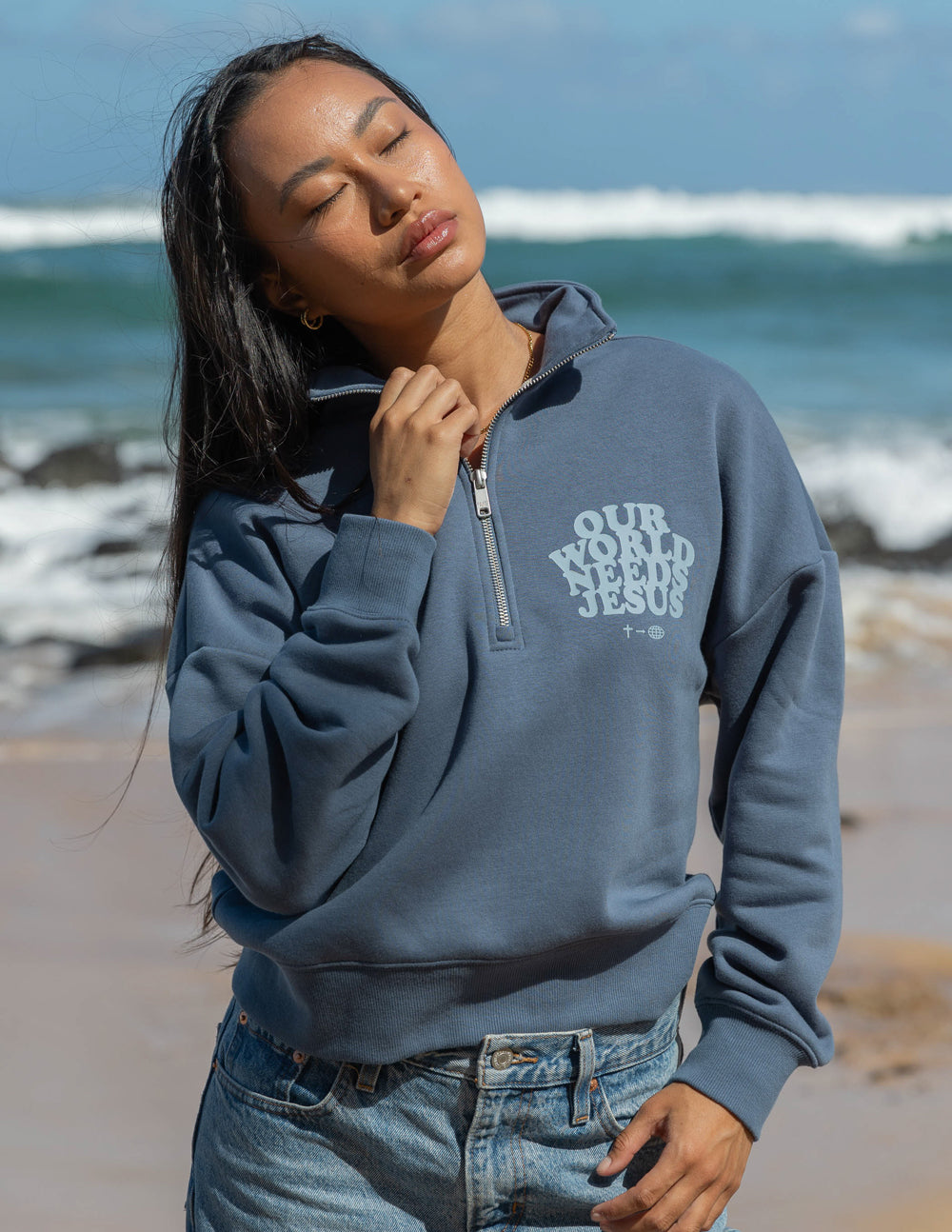 Our World Needs Jesus Women's Half-Zip | Outerwear | Elevated Faith