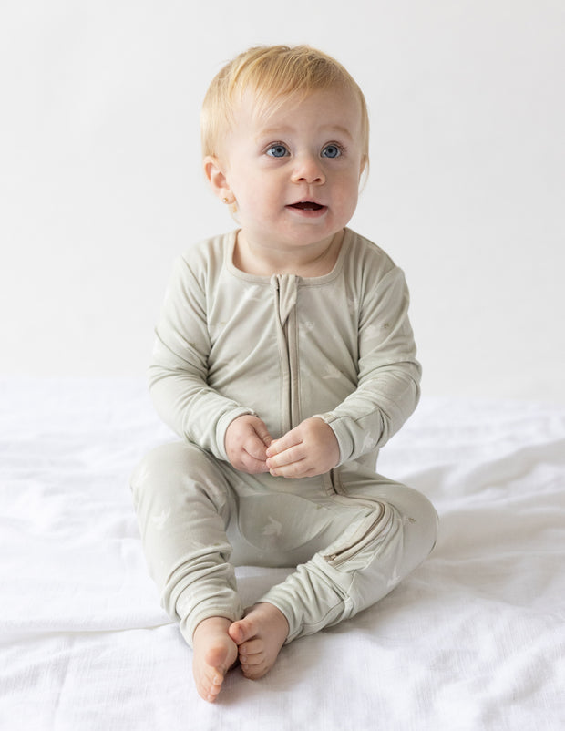 Peace Bamboo Convertible Footed Onesie Christian 2-Way Zip Baby Sleeper