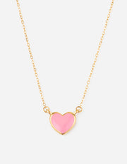 Pink Enamel Heart Necklace Christian Jewelry