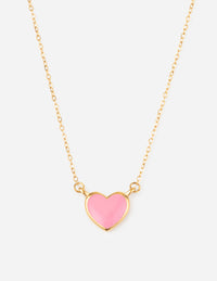 Pink Enamel Heart Necklace Christian Jewelry