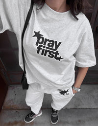 Pray First Heavyweight Tee Christian T-Shirt