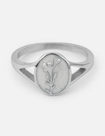 Silver Wildflower Signet Ring Christian Jewelry