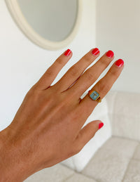 Sky Blue Enamel Cross Ring Christian Jewelry