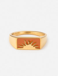 Sunrise Rectangular Signet Ring Christian Jewelry