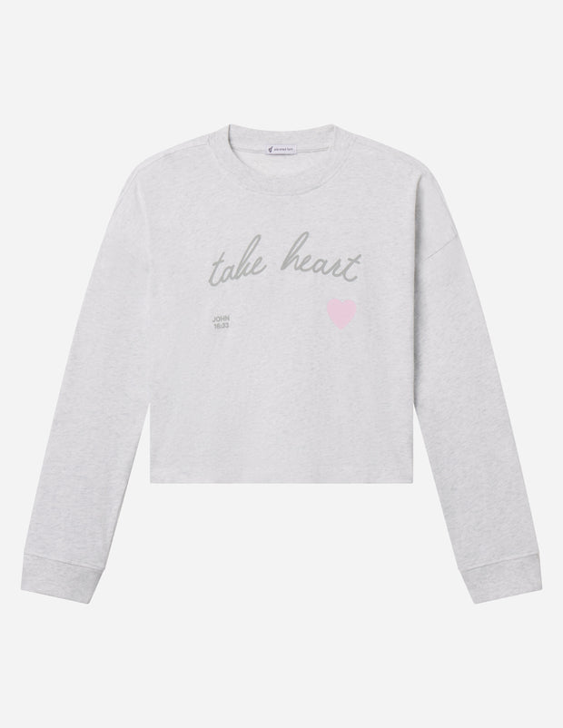 Take Heart Cropped Long Sleeve Women's Tee Christian T-Shirt