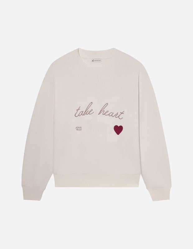 Take Heart Knit Sweater Christian Crewneck Sweatshirt