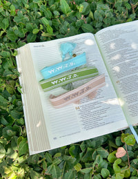 Teal WWJD Embroidered Bracelet Wristband Christian Jewelry