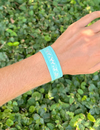 Teal WWJD Embroidered Bracelet Wristband Christian Jewelry