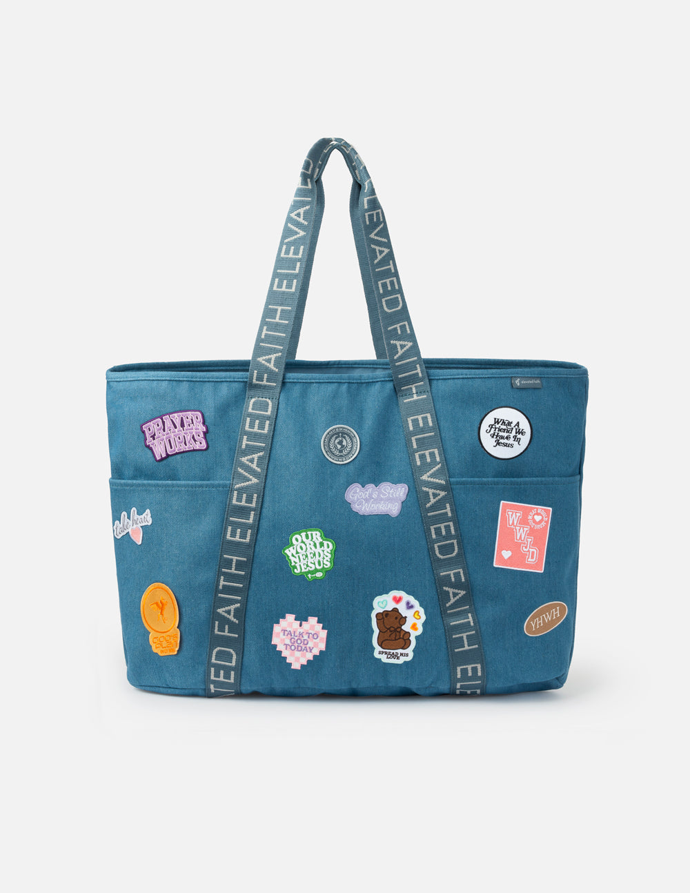 The Large Everyday Denim Tote Patch Kit | Elevated Faith