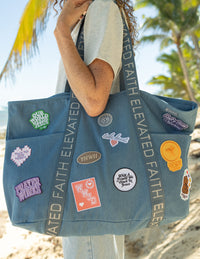 The Large Everyday Denim Tote Patch Kit Christian Accessories