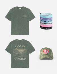 WWJD Bundle WWJD Bracelet Pack WWJD Camo Hat God Is Greater Unisex Tee