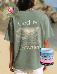 WWJD Bundle WWJD Bracelet Pack WWJD Camo Hat God Is Greater Unisex Tee