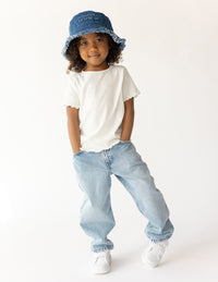 WWJD Denim Kids Bucket Hat Christian Children's Accessories