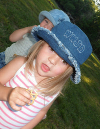 WWJD Denim Kids Bucket Hat Christian Children's Accessories