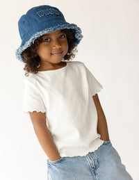 WWJD Denim Kids Bucket Hat Christian Children's Accessories