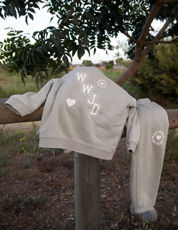 WWJD Varsity Kids Crewneck Christian Children's Sweatshirt