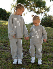 WWJD Varsity Kids Crewneck Christian Children's Sweatshirt