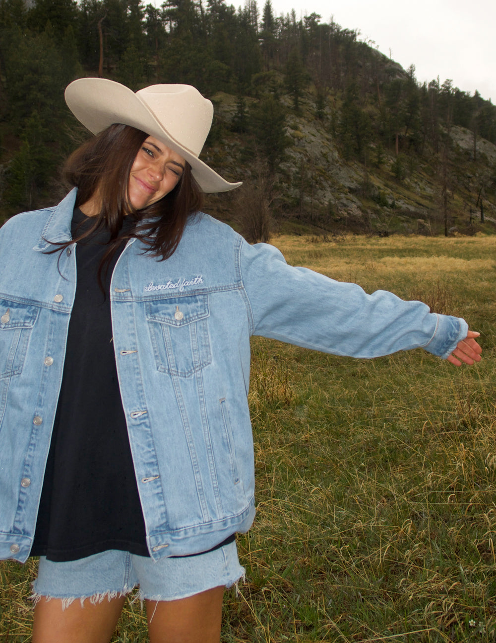 What a Friend In Jesus Denim Jacket | Trucker Jacket | Elevated Faith