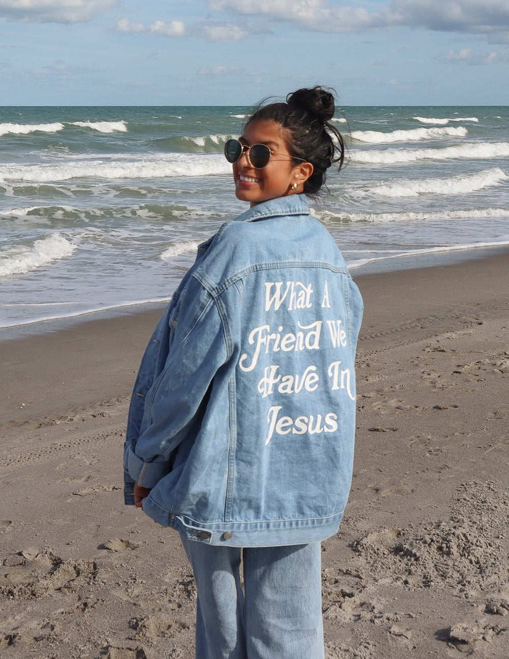 What a Friend In Jesus Denim Jacket Trucker Jacket Elevated Faith