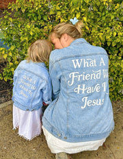What a Friend in Jesus Kids Denim Jacket Christian Apparel
