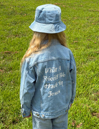 What a Friend in Jesus Kids Denim Jacket Christian Apparel