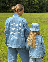 What a Friend in Jesus Kids Denim Jacket Christian Apparel