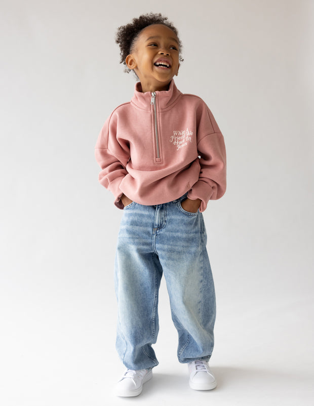 What a Friend in Jesus Kids Half-Zip Jacket Christian Outerwear