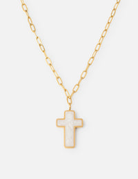 White Enamel Cross Necklace Christian Jewelry