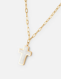 White Enamel Cross Necklace Christian Jewelry