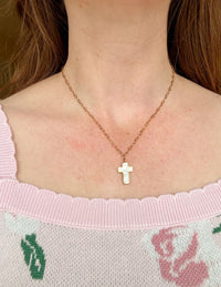 White Enamel Cross Necklace Christian Jewelry