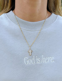 White Enamel Cross Necklace Christian Jewelry