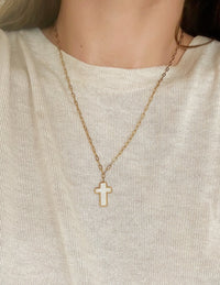 White Enamel Cross Necklace Christian Jewelry