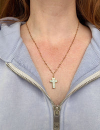 White Enamel Cross Necklace Christian Jewelry