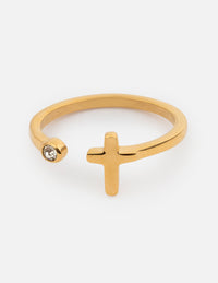 Wrapped Cross Gem Ring Christian Jewelry