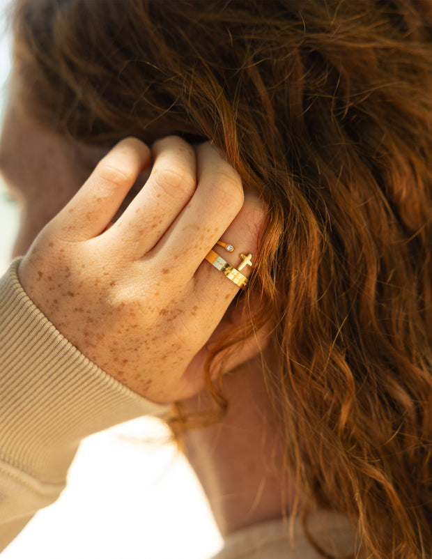 Wrapped Cross Gem Ring Christian Jewelry