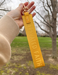 Yellow Oversized Logo Keychain Christian Accessories