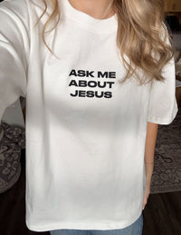 Elevated Faith Ask Me About Jesus Heavyweight Tee Christian