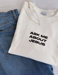 Elevated Faith Ask Me About Jesus Heavyweight Tee Christian