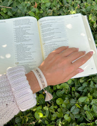 Elevated Faith Beige WWJD Embroidered Bracelet Christian Wristband