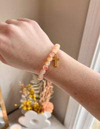 Elevated Faith Cross Charm Bracelet Christian Stone Bracelet