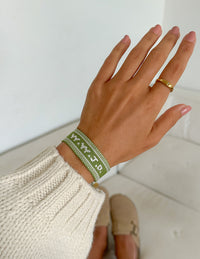 Elevated Faith Green WWJD Embroidered Bracelet Christian Wristband
