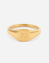 Elevated Faith He Is Risen Signet Ring Christian Ring