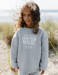 Elevated Faith Made To Worship Kids Crewneck Christian Kids Crewneck
