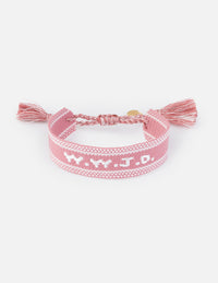 Elevated Faith Pink WWJD Embroidered Bracelet Christian Wristband
