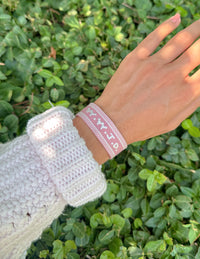 Elevated Faith Pink WWJD Embroidered Bracelet Christian Wristband